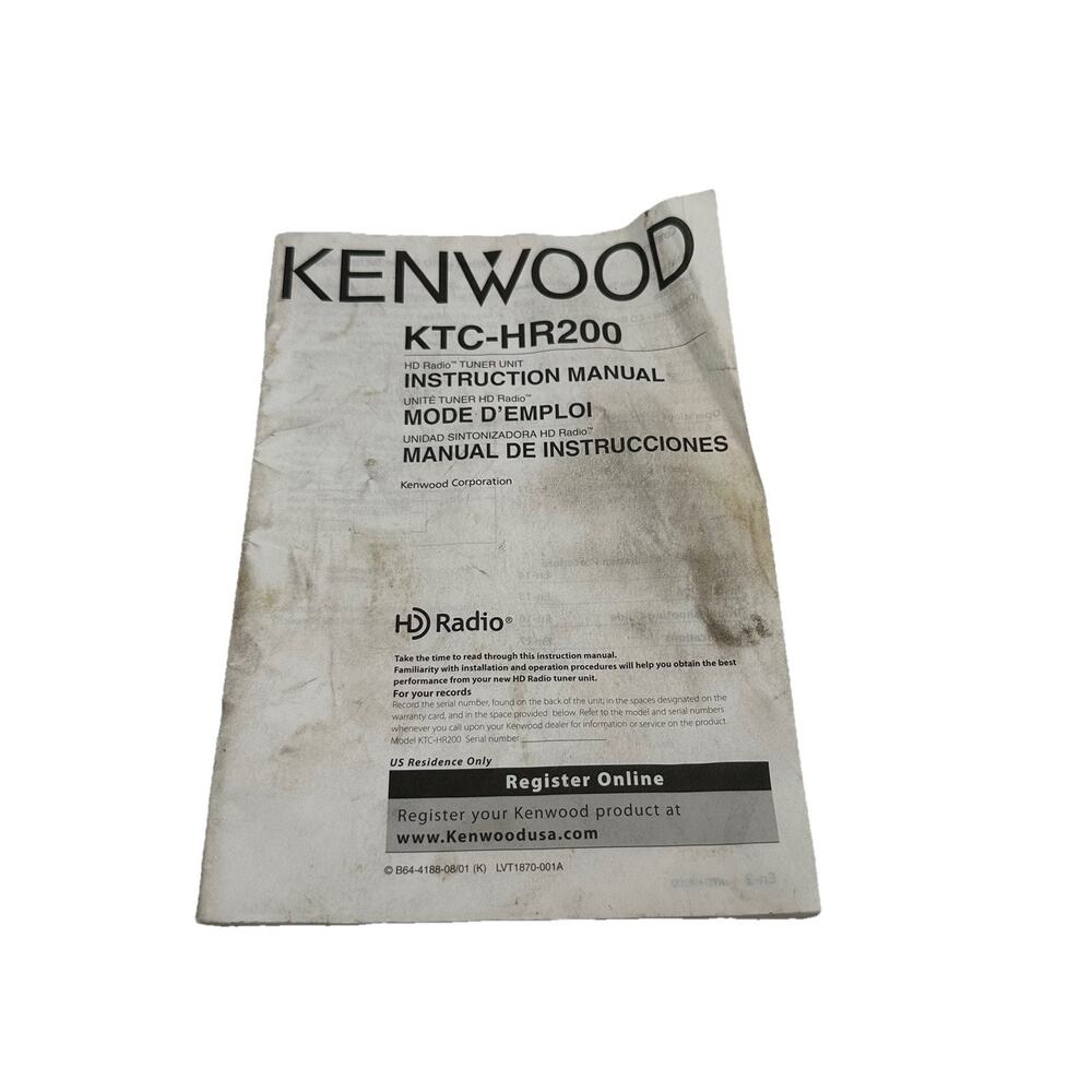 Kenwood HD-Radio Tuner Unit KTC-HR200 Manual Only